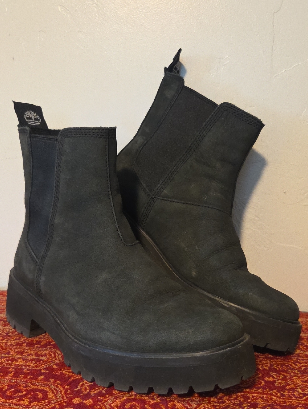 Timberland Black Suede Combat Moto Boots